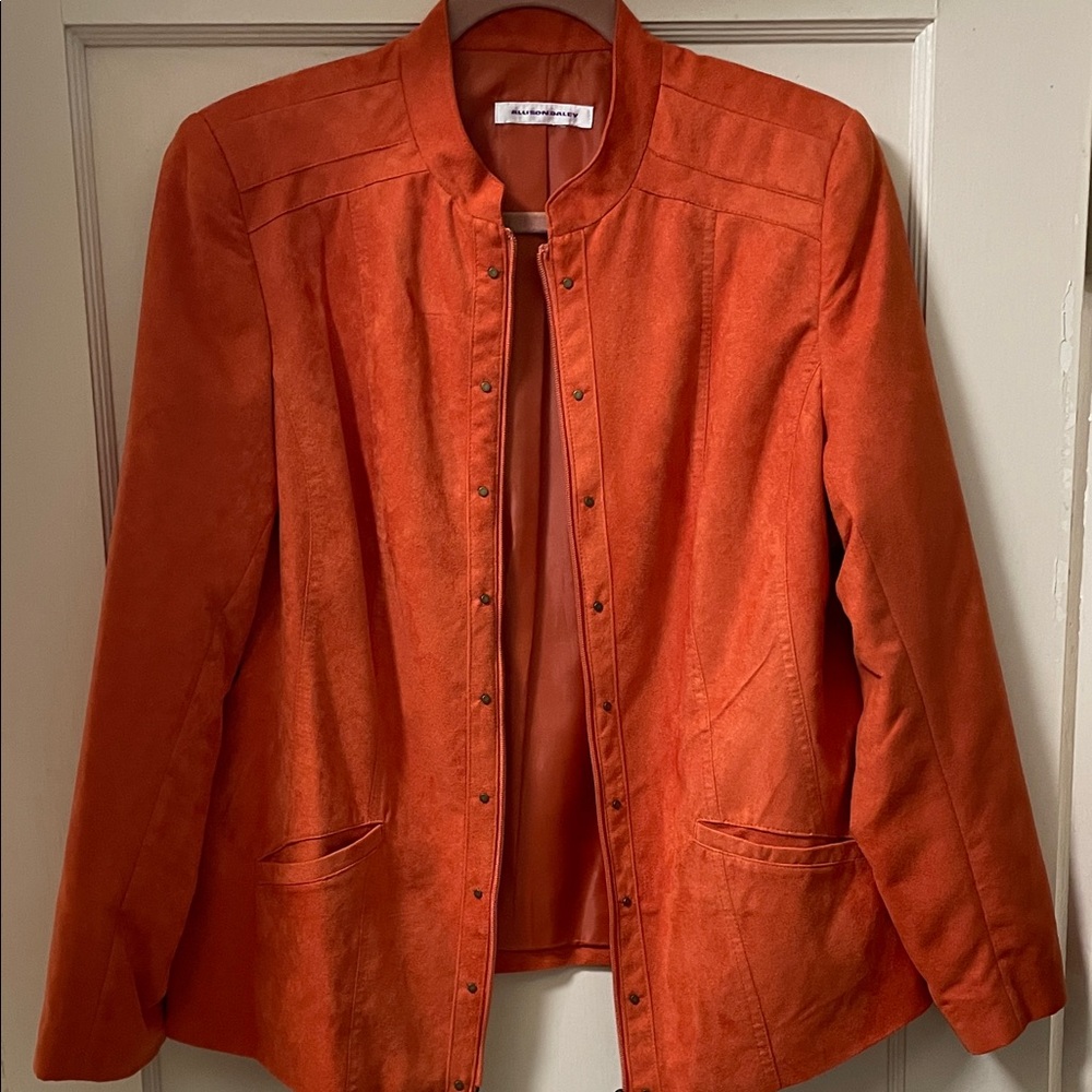 Allison Daley Mandarin Collar Orange Blazer